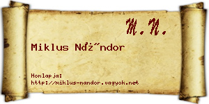 Miklus Nándor névjegykártya